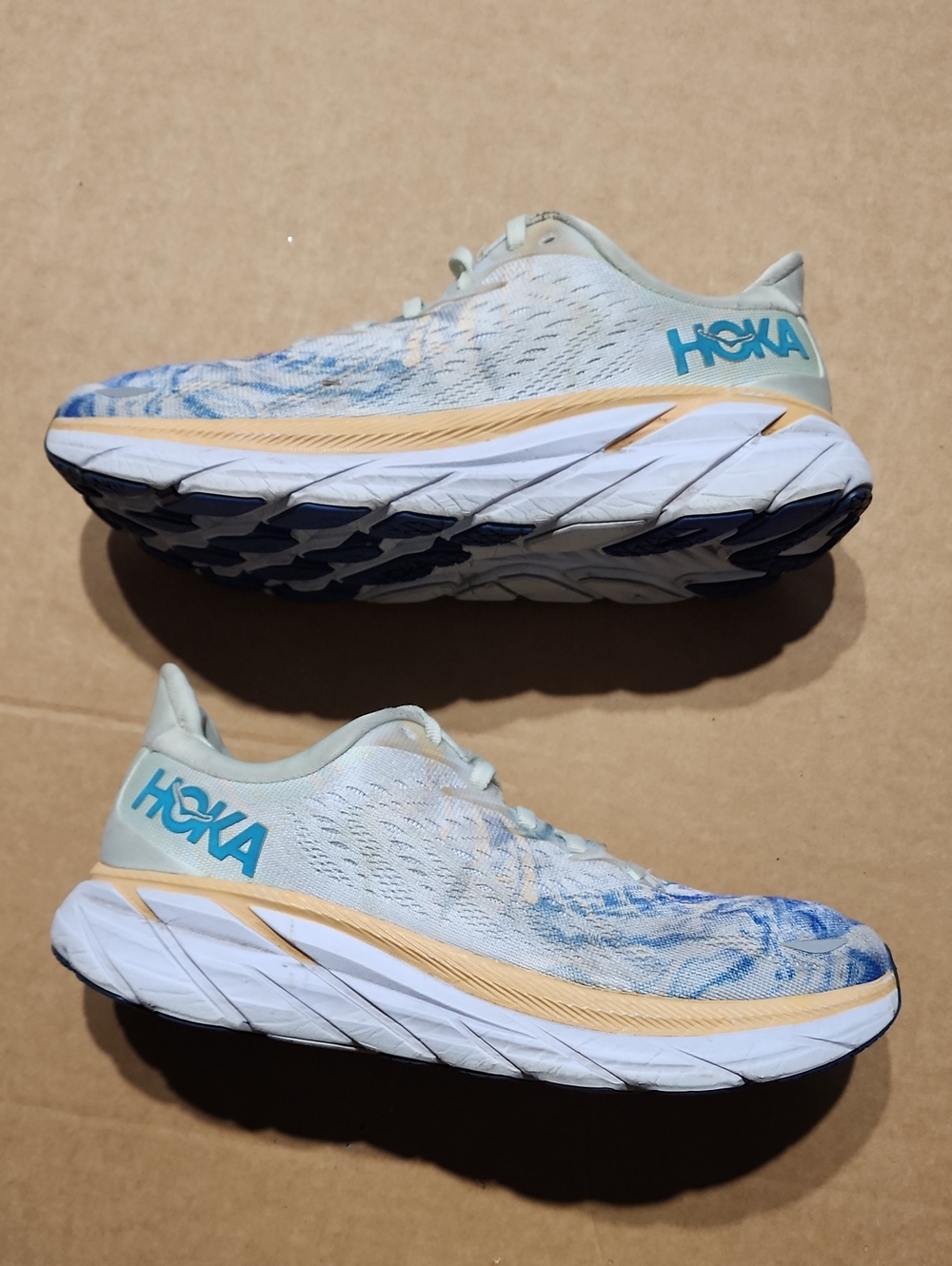 Hoka One One Clifton 8 Together Blue White Running Shoe Sz 8.5B